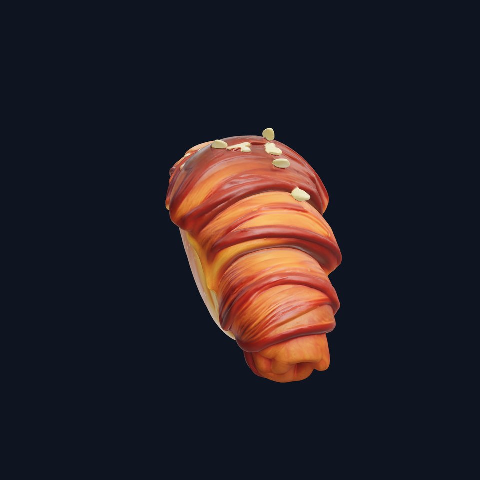 Chocolate-Filled Croissant 3D Texture Model Pack